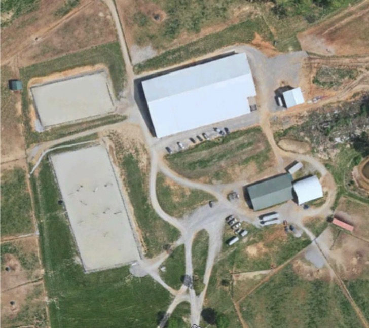 Aerial photo of site plan for arena